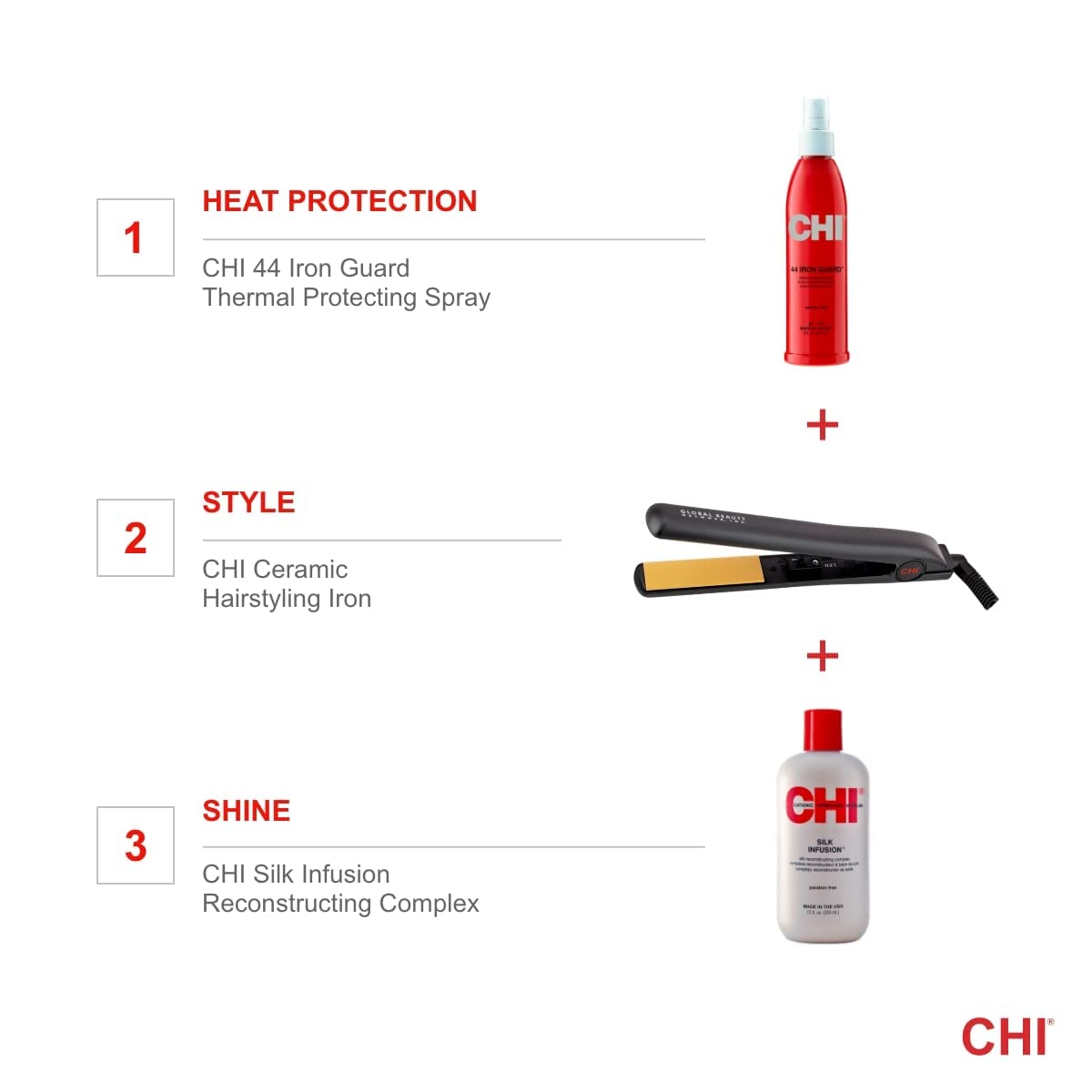 CHI Tourmaline Ceramic Series Flat Iron, Hair Straightener for Silky Smooth Hair, Ideal for Straightening Or Curling Hair