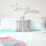 Paper Riot Co. Wall Decor - Inspirational Quote. Peel and Stick Wall Decals - Easy to Remove Vinyl Quote - Smart Strong Fearless. DIY Decoration.