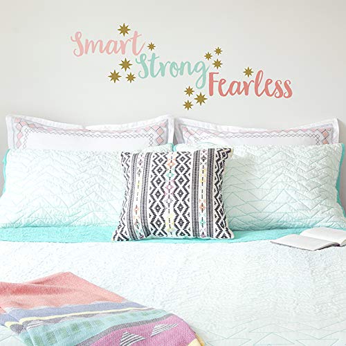 Paper Riot Co. Wall Decor - Inspirational Quote. Peel and Stick Wall Decals - Easy to Remove Vinyl Quote - Smart Strong Fearless. DIY Decoration.