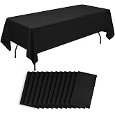 HNPSTBNO 12 Pack Black Tablecloth 60x126 Inch Rectangular Table Cover | Wrinkle Resistant, Machine Washable Reusable, Wedding, Banquet, Restaurant, Party, Baby Shower,Indoor Outdoor Events