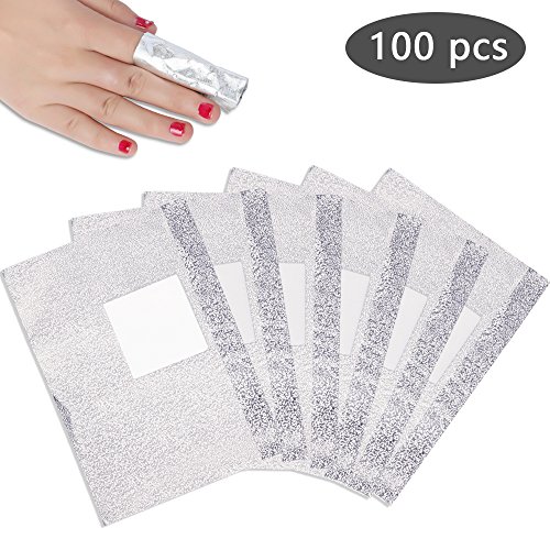 PrettyDiva Nail Polish Remover Soak Off Gel/ Shellac Remover Foils Nail Wraps with Cotton Pad(100 Pcs)