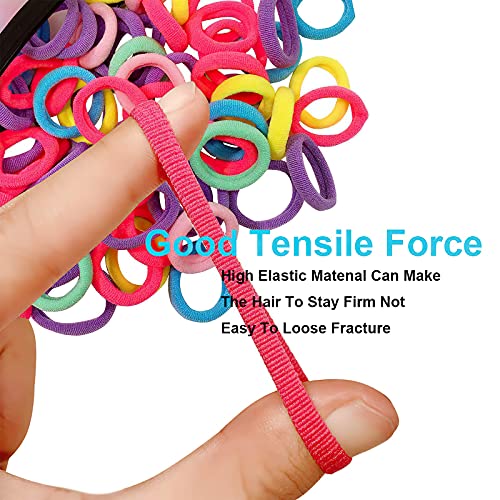 100Pcs Baby Elastics Hair Ties, Candy Color Seamless girls hairbands,3cm Ponytail Holder Hair Accessories，Multi-colored hair bobbles for girls (3cm)