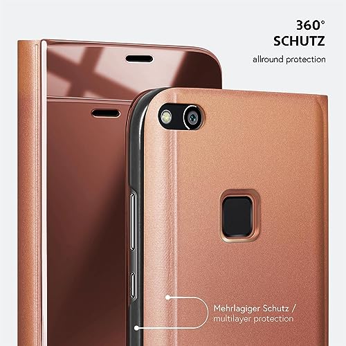 MoEx® Slim Protective Case Compatible with Huawei P10 Lite | Transparent Tinted Glass, Rose Gold
