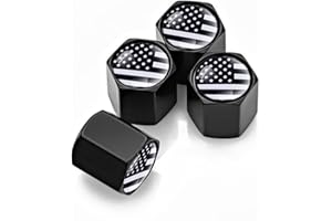 AUKEPO Tire Valve Stem Cap for Car, 4 Pack American Flag Pattern Anti-Rust Airtight Universal Valve Stem Covers for Cars, Vehicles, Bicycles, Trucks, Motorcycles, Car Accessories (Black)