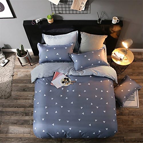 Belles Maison Microfiber Triangle pattern Duvet Cover set Blue Bedding,3 Piece Comforter Cover and 2 Pillowcases,Twin Size