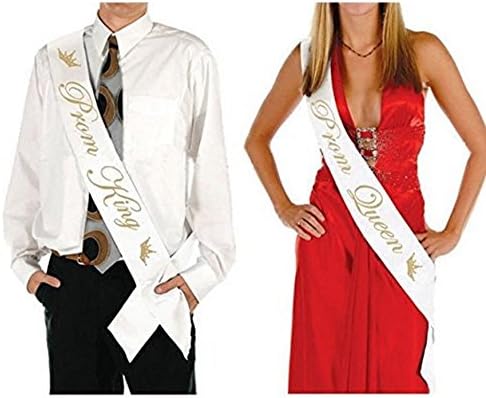 Adfun 2 Pack PROM KING” And “PROM QUEEN” Stain Sashes – Graduation Party School Party Accessories
