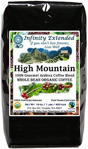 Infinity Extended's High Mountain Blend Gourmet Coffee - 2 Pack (32 oz.) Medium Roast - Whole Bean - Fair Trade - USDA Organic