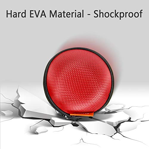 2 Packs GLCON Hard Earphone Case Headphone Organizer - Shockproof Mini Earbud Carrying Case for AirPods - High Protection Small EVA Storage Pouch Bluetooth Earpiece Bag - Lightweight Coin Purse (Red) - Thumbnail 2