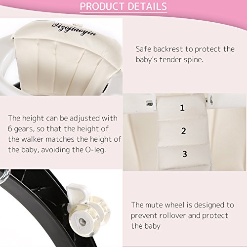 Creation Core Foldable Baby Toddlers Walker Infant portable Sit-to-Stand Adjustable Height walking chair With Wheels(Black) - Thumbnail 3