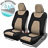 Motor Trend OS274 NeoFoam 3-Layer Waterpoof Sideless Universal Covers for Car Auto (Sedan Trucks SUV Minivans) Easy Install 2 Front Seats (Creamy Beige)
