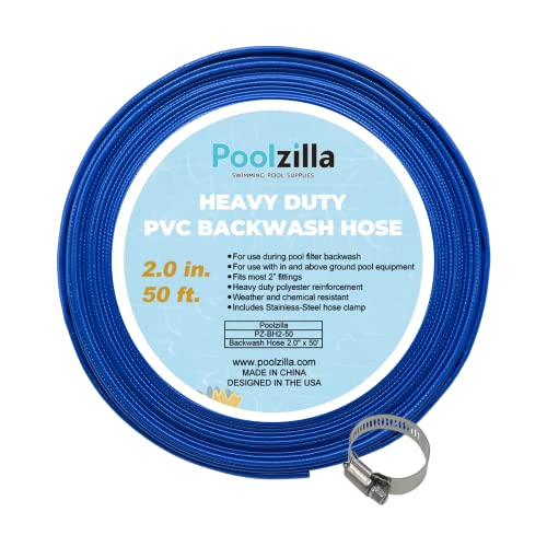 Poolzilla 2" x 50' Heavy Duty Swimming Pool Backwash Hose Extra Thick