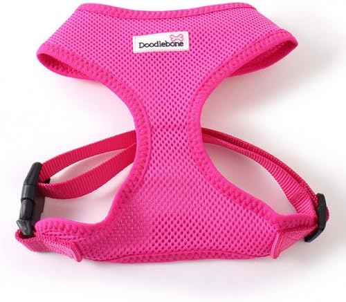 Doodlebone Dog Harness/Vest Breathable Soft Air Mesh (Medium, Neon Pink)