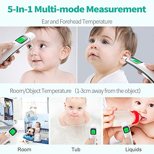 ã€Upgradedã€‘Firhealth Medical Forehead and Ear Thermometer, Professional Infrared Digital Fever Thermometer with Clinical Accuracy, 1s Fast Reading for Infant,Baby,Kids and Adults