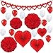 Valentines Day Decoration Set - Pack of 21 | Red Heart Garland for Valentines Day Decor | Red and White Paper Pompoms with Latex Balloons for Valentines Day Office Decorations | Valentine Decorations