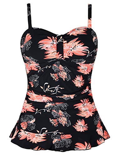 Hilor Women's 50's Retro Ruched Tankini Swimsuit