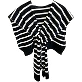 Women’s Striped Sweater Shawl Wrap Fashion Knitted Tie-Up Cardigan Cape Travel Pashmina Scarf Wraps Shoulder Top