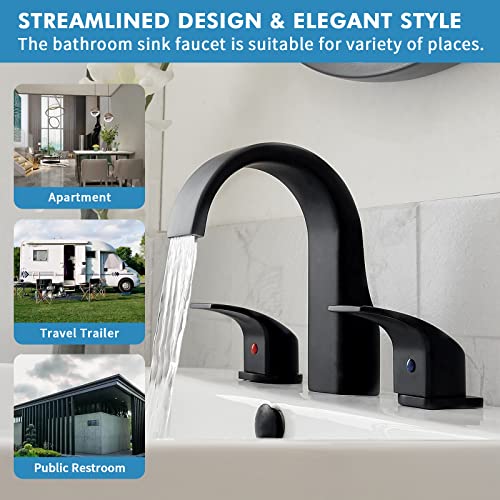RUMOSE Matte Black Bathroom Faucet Widespread Bathroom Sink Faucet Two