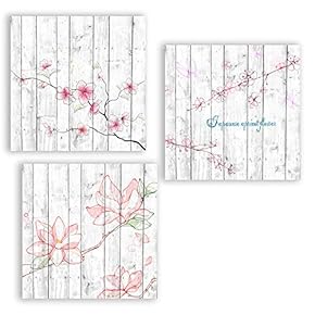 3 Panel Flowers on Vintage Wood Background Pictures...