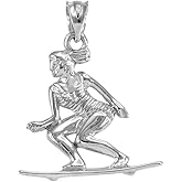 Claddagh Gold 925 Sterling Silver Female Beach Surfer Sports Pendant