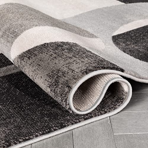 Well Woven Avri Grey & Blush Boxes & Circles Border Pattern Area Rug 5x7 (5'3" x 7'3") Pricepulse