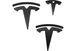 YJMOTOR Fit Model Y Logo Cover,Front Trunk,Rear Trunk Logo Cover Sticker,ABS Matte Black Logo Full cover Sticker Trims Badge Decals 3Pcs-Set for Tesla Model Y Accessories Emblem(Matte Black)