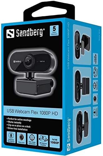 Sandberg 133-97 USB Flex FHD 2MP Webcam with Mic, 1080p, 30fps, Glass Lens, Auto Adjusting, 360° Rotatable - Image 4