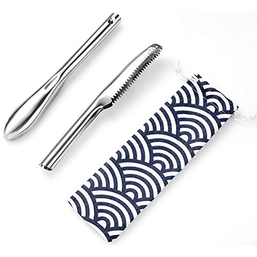 SUPERBEAR 2 Pieces Fish Scaler Remover Fish Scaler Brush with 58 Stainless Steel Sawtooth Easily Remove Fish Scales Skin Cleaning Tool Scraper for Chef and Home Cooks