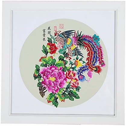 Shayier China 's Intangible Cultural Heritage Chinese Handmade Paper-cut Decoration,Framed Artwork of Chinese Paper-cut Art (Phoenix&amp;Peony)