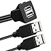 BATIGE Square Type C 3.1 and USB 3.0 Panel Flush Mount Extension Cable for Car Truck Boat Motorcycle Dashboard Panel - 3ft