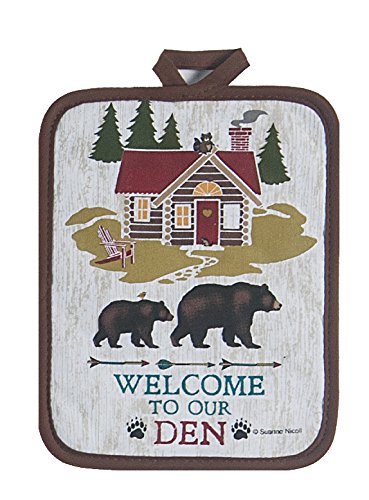 4 Piece Welcome to Our Den Kitchen Linen Set - 2 Terry Towels, Oven Mitt, Potholder