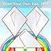 Mint's Colorful Life Design Your Own Kites Kits for Kids Kite Game Party Favor Pack, DIY Blank White Kite Set to Decorate,Painting and Coloring Their Own Creation (2 Diamond&1 Delta)