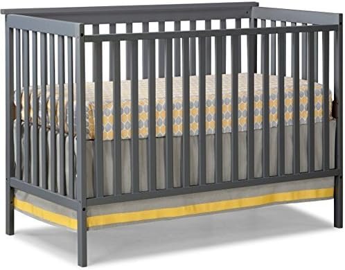 Stork Craft Sheffield Fixed Side 4 in 1 Convertible Baby Crib (Grey)