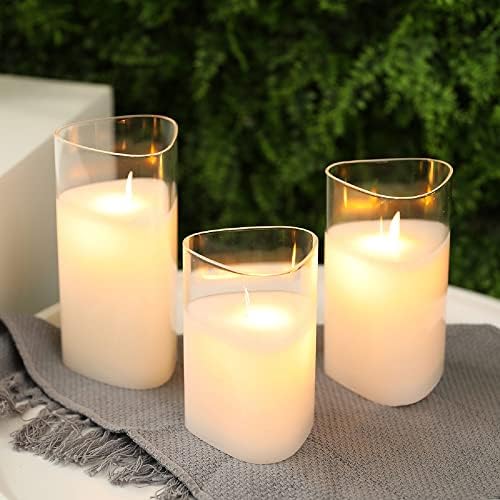 سعر JHY DESIGN Set of 3 Glass Triangle Flameless Candles Dancing Flame