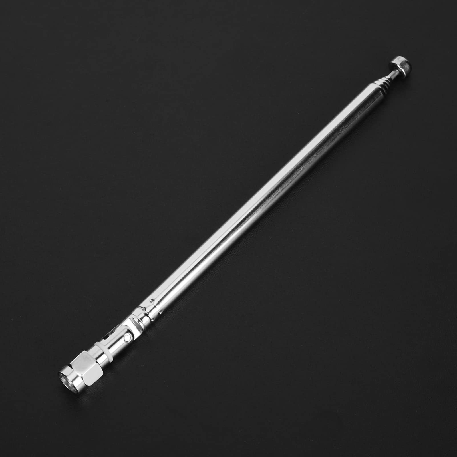 CCYLEZ 6 Section Silver Telescopic Antenna, SMA Male Connector, Universal Radio Antenna for TV, AM/FM Radio, Stereo Receiver