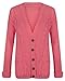 Womens Ladies Chunky Cable Knitted Long Sleeve Button Grandad Knitwear Cardigan - PURPLE - One Size(UK8-14) - (Mixed Fibres)