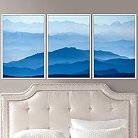 3 Piece Framed Canvas Wall Art Blue Sunset Canvas Prints Home Artwork Decoration for Living Room,Bedroom - 16