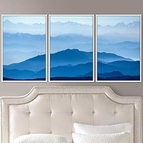 signwin 3 Piece Framed Canvas Wall Art Blue...