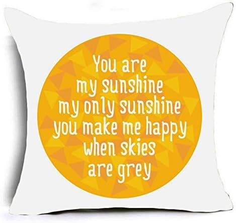 UTF4C Pillow Covers You are My Sunshine Quote Throw Pillow Case Cushion Cover Decorative Super Soft Pillowcase for Home Car Sofa 18"X 18" (YSI07)