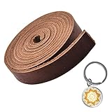 Mandala Craft Genuine Leather Strap, Flat Cowhide Strip Rope for Bags, Drawer Pulls, Handle Wraps, Ribbons, Clothing, Belts, Jewelry Making (3/4 Inch Wide, 72 Inches Long, Brown)