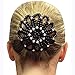 Elastic Handmade Crochet Pearl Hair Snood Net Ballet Bun Hair Covers Ornament Hair Accessories For Women (Black+White)
