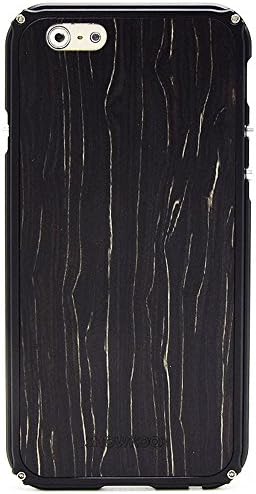 iPhone 6s Plus Case, iPhone 6 Plus Metal Bumper Case, SHOWKOO Aluminum Frame with 1 mm Slim Real Wooden Back DIY Assembled Protective Shockproof Phone Cover - Black Icewood