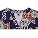 TrendiMax Women Cuffed 3/4 Sleeve Navy Gypsy Floral Print Slight V Neck Blouse Tunic Tops