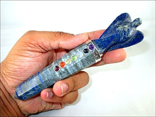 Jet Lapis Lazuli Angel Chakra Wand Stick Approx. 6.5 inch Energized Charged Cleansed Programmed Pure Genuine Stick Free Booklet Jet International Crystal Therapy Balancing Energy Reiki