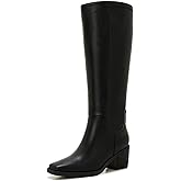 ZXHYZLZ Women's Black Wide Calf Knee High Boots – Plus Size Square Toe Low Heel Tall Boots with Side Zipper, Comfortable Fall Winter Footwear