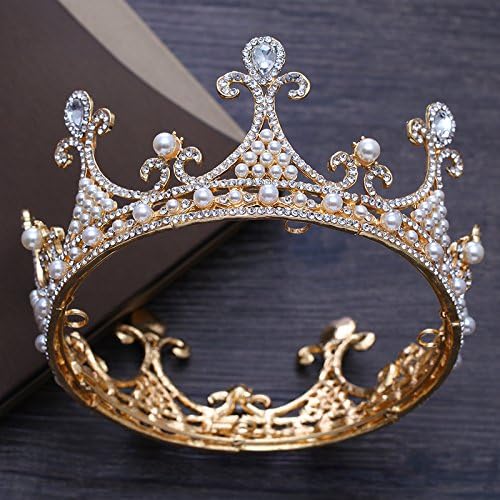 Olici Bridal Wedding/Prom Hair Pins/Headdress Accessories/Party/Girls Bridal Golden Crown Round Crown Earrings Necklaces