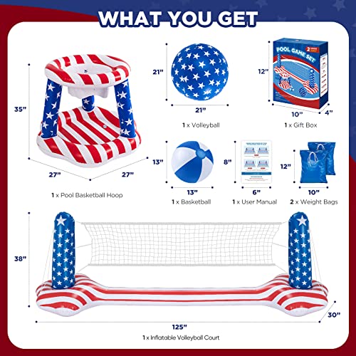 10.4' Pool Volleyball Set Upgraded Inground Pool Volleyball Net