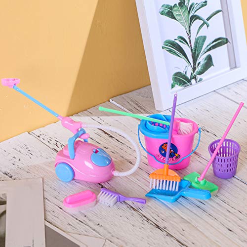 Tenrry 9 Pcs/Set Kid Pretend Play Mini Housekeeping Tools Kitchen Home Cleaning Broom Brush Toy