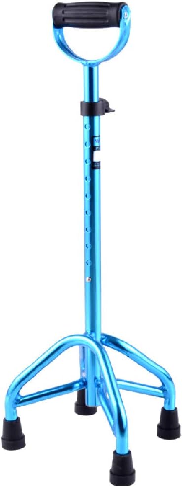 Walking Stick U-Handle Adjustable Walking Stick with Small 4 Leg Base for Elders,Blue