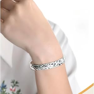 Women's 925 Sterling Silver Cuff Bangle, Adjustable Open Simple Bracelet, Ideal Gift for Mother's Day and Valentine's Day