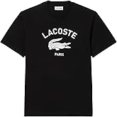Lacoste Men's Signature Print Cotton T-Shirt, Black, X-Small